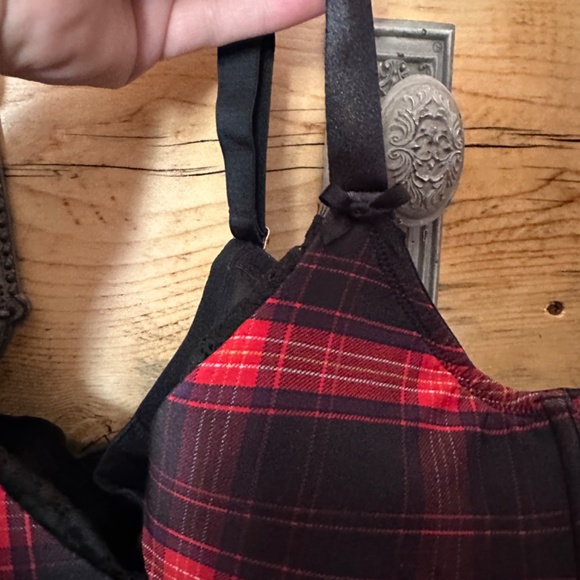 CACIQUE/LANE BRYANT Plaid Lace Lightly Lined French Balconette BRA 42DDD - Picture 5 of 8